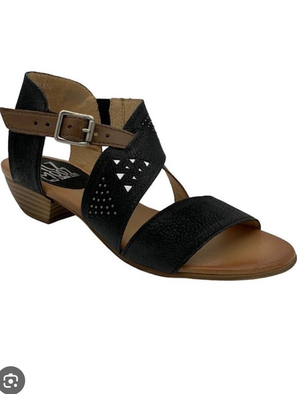 Miz Mooz Heeled Leather Cienna Sandals In Black Wide Width